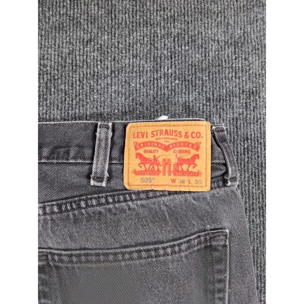 Levis 505 Regular Fit Straight Leg Jeans Faded Black Denim W38 L30 00505-0260 - Picture 5 of 6